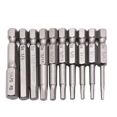 10PCs 5/64-5/16 Magnetic Hex Head Allen Wrench Drill Bit Set Solid S2 Steel Alloy Screwdrivers Bits Set